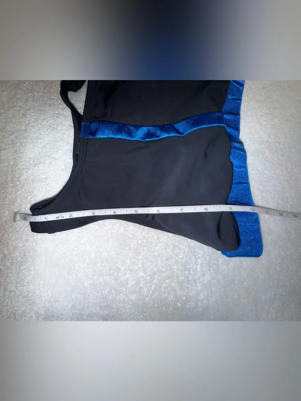 Double Platinum Dancewear Black‎ Top with Shimmering Blue Trim Size CXL (10/12)